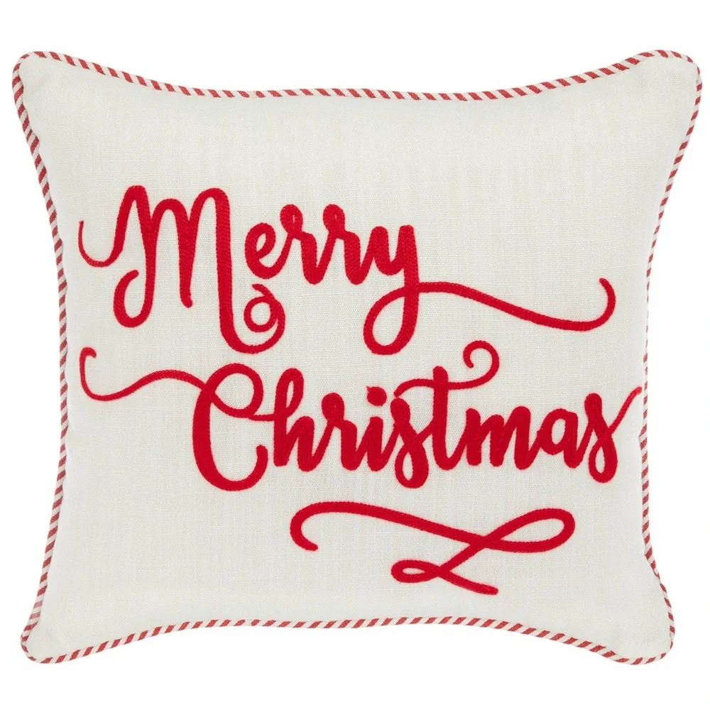Merry Christmas Striped Pillow NWT